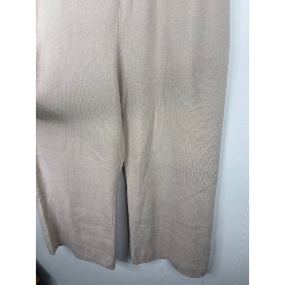 Sioni Cream Soft Knit Pull On Wide Leg Sweatpants Large Minimalist Loungewear - Picture 5 of 8